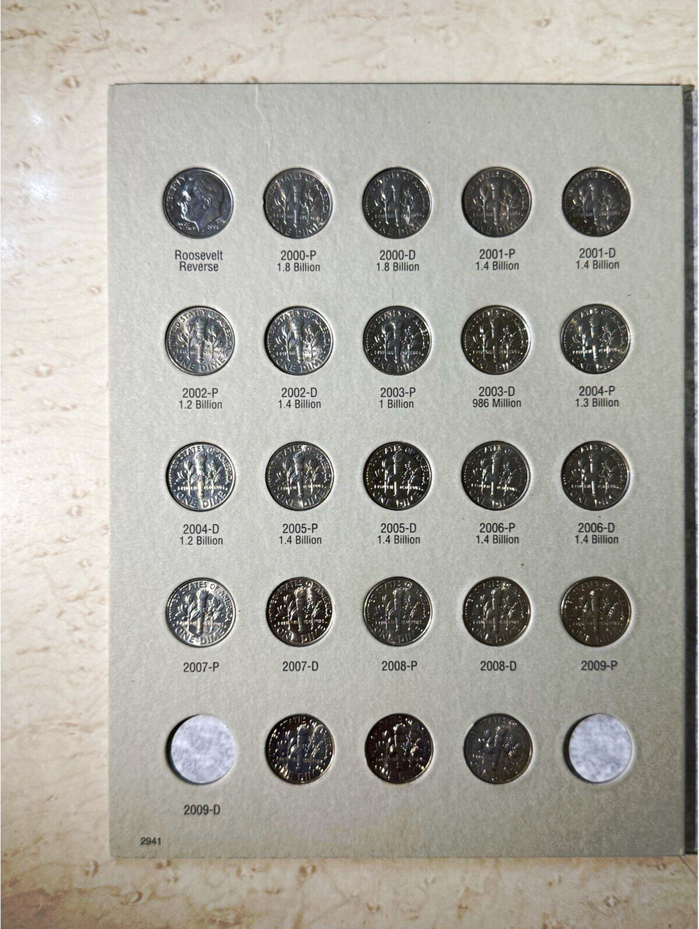 27 Roosevelt Dimes 2000-2014 P D + 2 H.E. Harris Coin Folders One Empty Album
